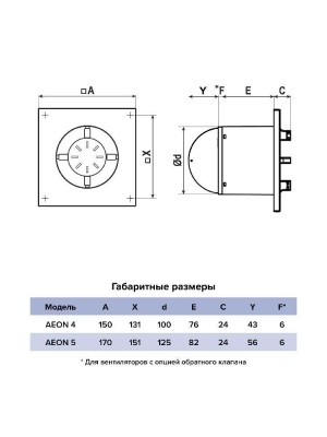 Вентилятор накладной AEON D125 обр.клапан MRH DICITI