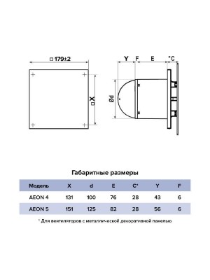 Вентилятор накладной AEON D125 обр.клапан MRH DICITI