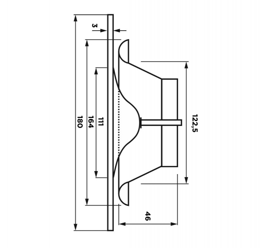 Анемостат со стеклянной внешней частью FOZA D 125 мм. Глянцевое стекло. Цвет Чёрный квадратный. RAL 9005
